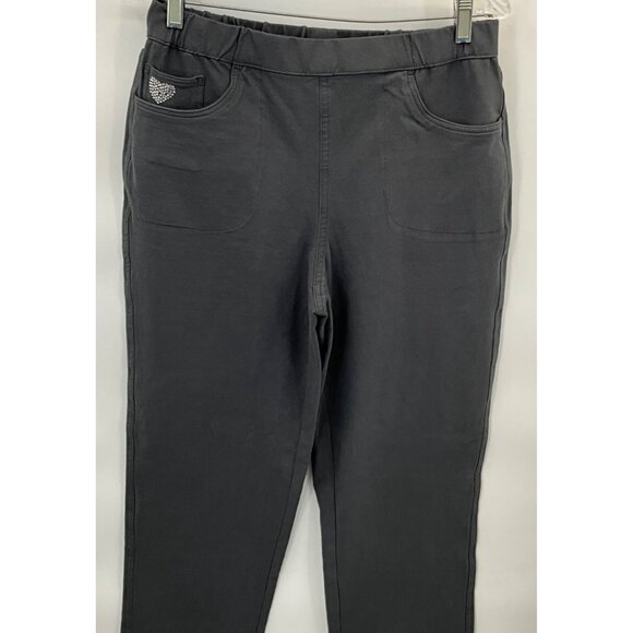 Dream Jeannes By Quacker Factory Small Womens Gray Pull-On Pants With Rhinestone - Picture 3 of 6